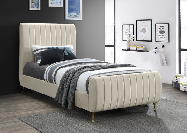 Marcos Twin Bed In Cream Velvet