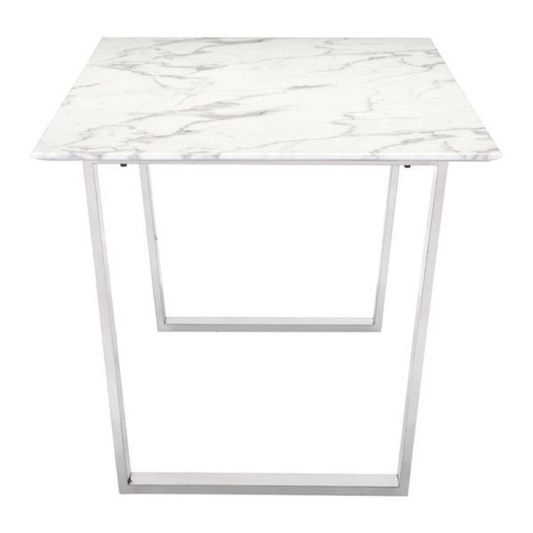 Atlas Dining Table White & Silver