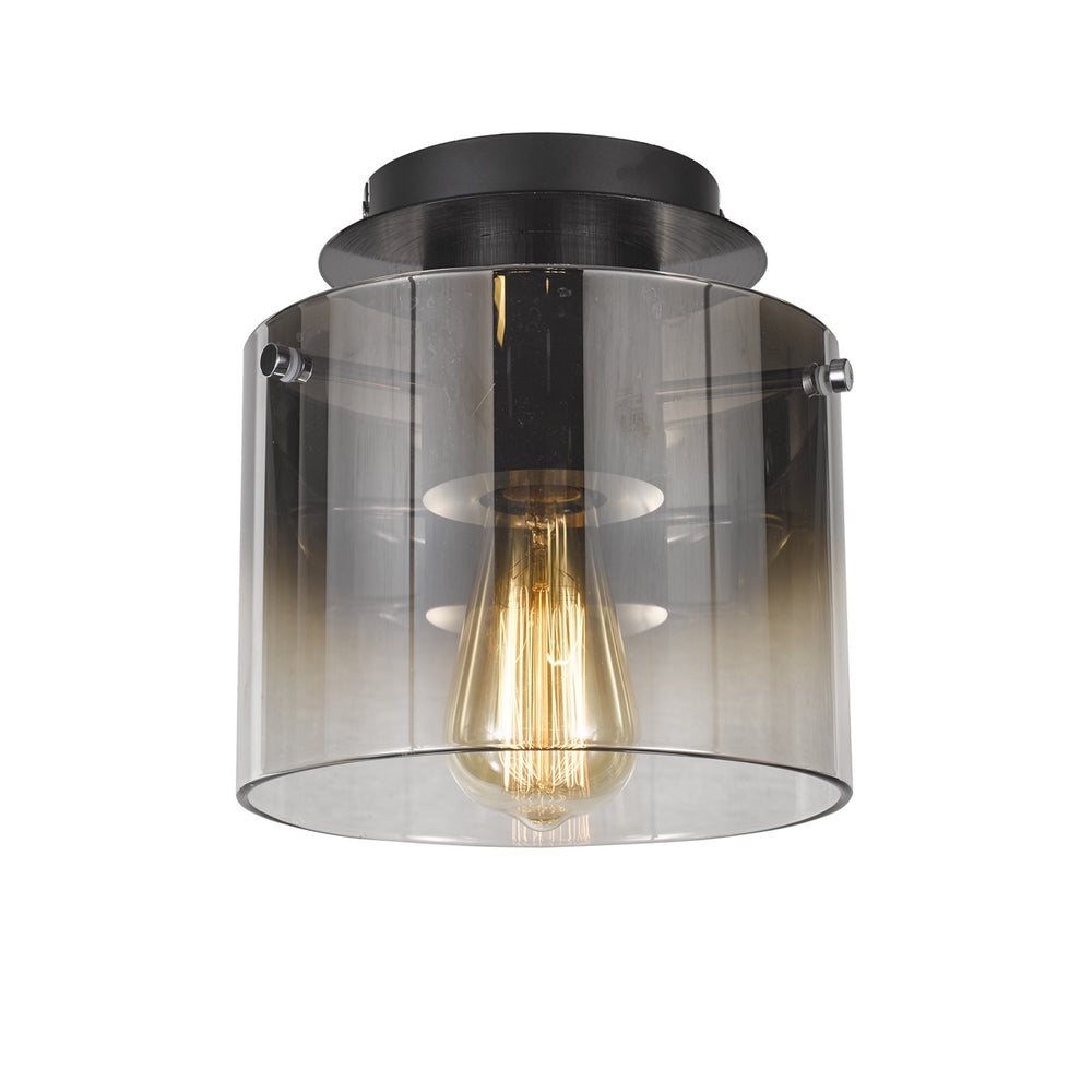 Henley AC11525SM Flush Mount in Satin Black & Smoke Glass