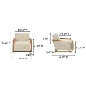 Moe's Eckersley Lounge Chair in Cream Faux Fur