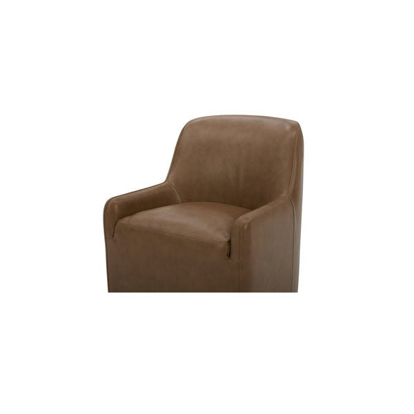Moe's Maisie Rolling Dining Chair in Tan Leather