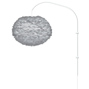Eos Large 1-Light Wall Lamp in Grey with White Wall Hanger