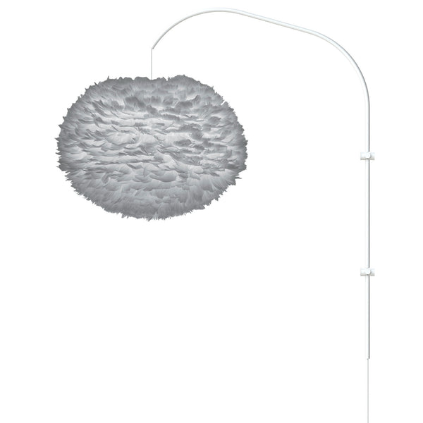 Eos Large 1-Light Wall Lamp in Grey with White Wall Hanger