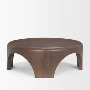 Shima Round Dark Brown Wood W/Arched Legs Coffee Table
