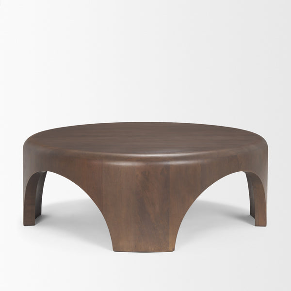 Shima Round Dark Brown Wood W/Arched Legs Coffee Table