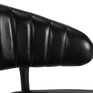 Umbria Leather Bar Stool with Iron Legs - Midnight Raven