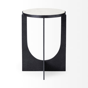 Preston 23"H White Marble Top w/ Matte Black Metal Accent Table