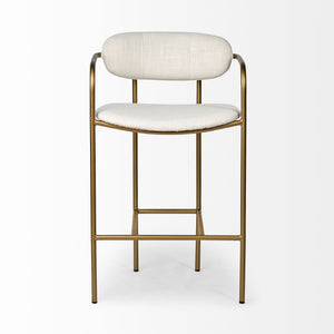 Parker  Cream Fabric Seat Gold Metal Counter Stool