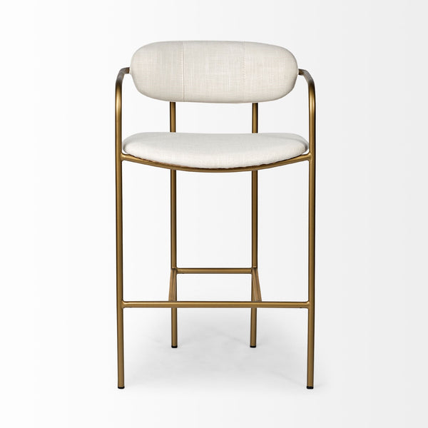 Parker  Cream Fabric Seat Gold Metal Counter Stool