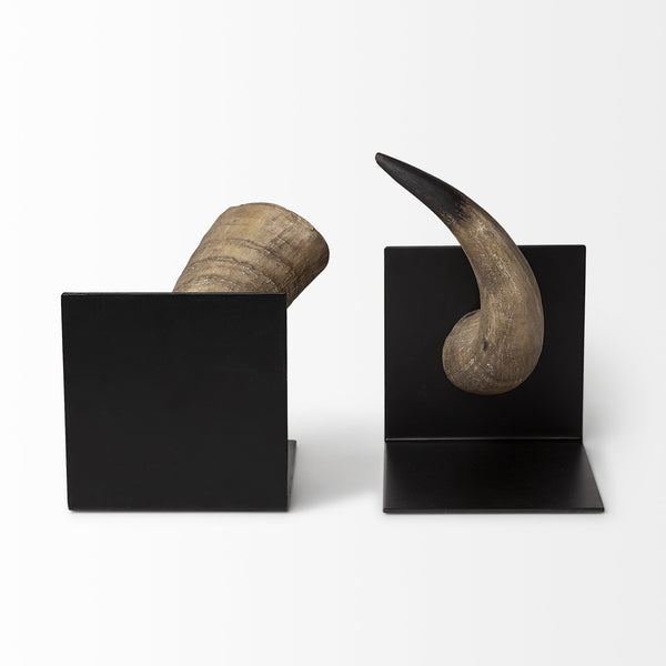 Nickerson (Set of 2) 6L x 7W Bull Horn Bookends