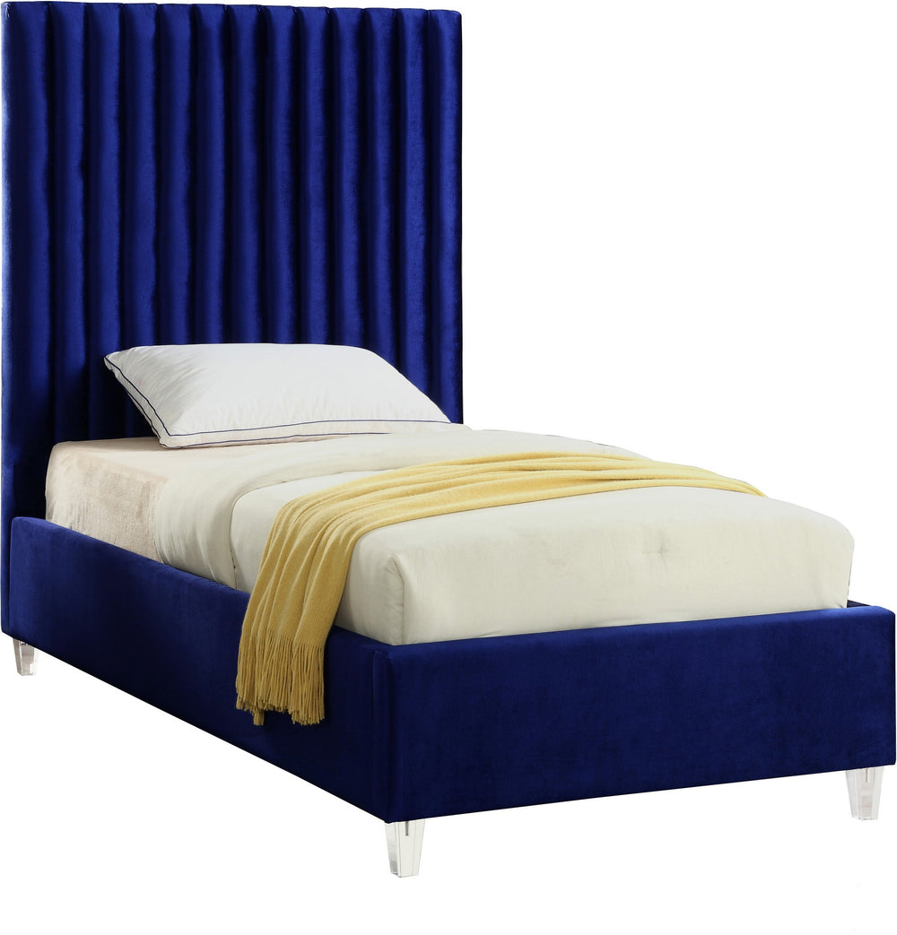 Fredrick Twin Bed In Navy Velvet