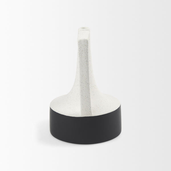 Burton 11.6H Medium White and Black Ceramic Jug Vase