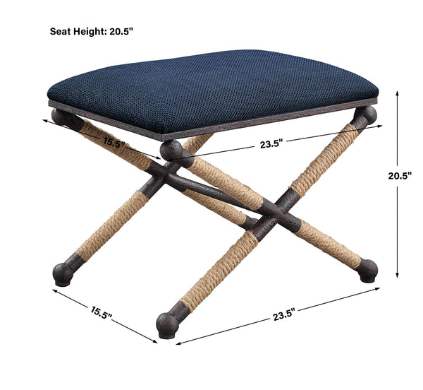 Firth Small Navy Fabric Bench