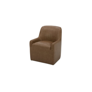 Moe's Maisie Rolling Dining Chair in Tan Leather