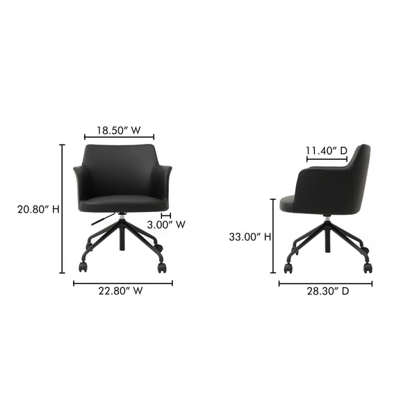 Moe's Morris Office Chair Black PVC