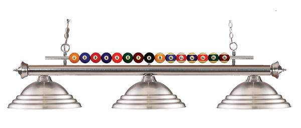 Shark 3 Light Billiard Light in Brushed Nickel Finish