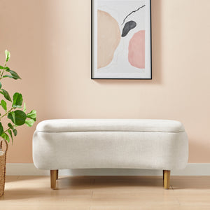 Leony Chenille Storage Bench, Seneca Beige 