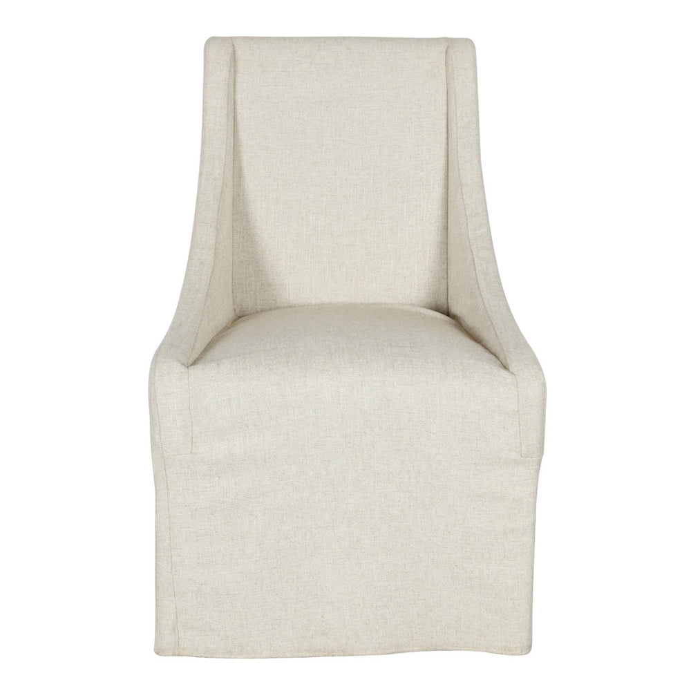Classic Home Warwick Upholstered Dining Chair with Casters - Oatmeal