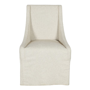 Classic Home Warwick Upholstered Dining Chair with Casters - Oatmeal