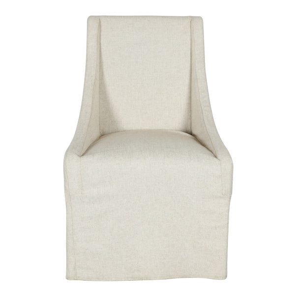 Classic Home Warwick Upholstered Dining Chair with Casters - Oatmeal