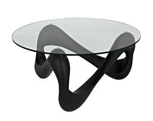 Orion Black Resin and Glass Coffee Table