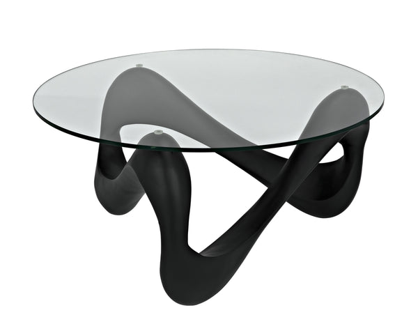 Orion Black Resin and Glass Coffee Table