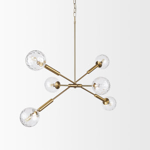 Britton Gold Metal w/ Clear Glass Globes 6-Light Chandelier