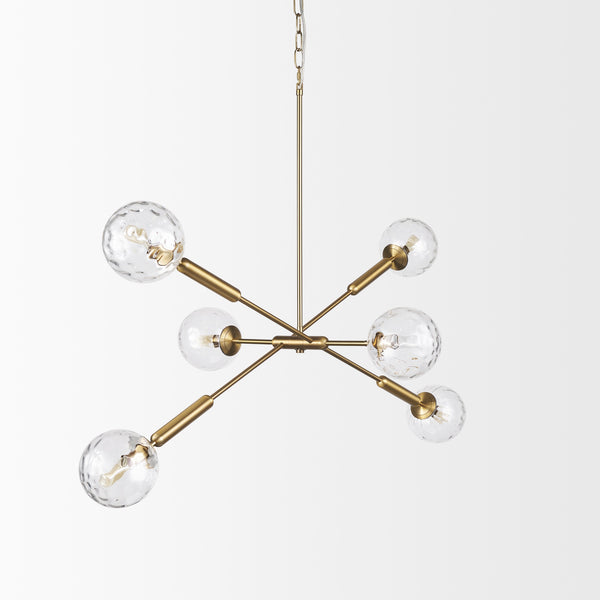 Britton Gold Metal w/ Clear Glass Globes 6-Light Chandelier