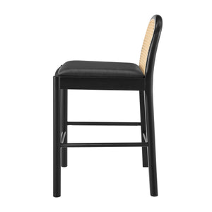 Donna KD Faux Leather Rattan Counter Stool, Casa Black