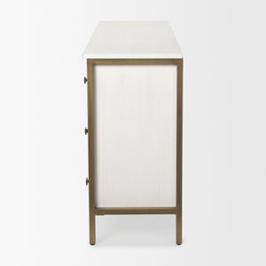 Savannah White Fir Veneer w/ Gold Metal Accents 6-Drawer Sideboard