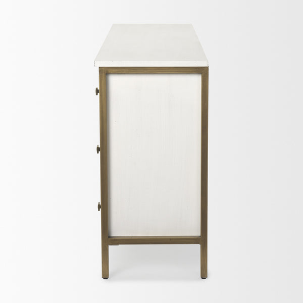 Savannah White Fir Veneer w/ Gold Metal Accents 6-Drawer Sideboard