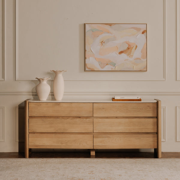 Lane 6 Drawer Dresser with Marble Top