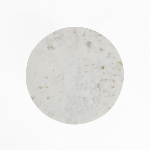 Leyton Marble Aluminum Round Accent Table - White
