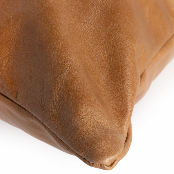 Leather and Linen Pillow In Sonoma Butterscotch And Thames Cream And Sonoma Butterscotch And 16"x24"