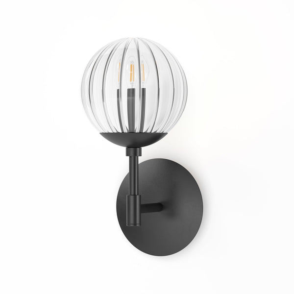 Sunset Sconce In Black Gunmetal And Clear Ribbon Glass