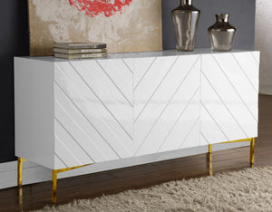 Aaron Sideboard/Buffet In White Lacquer/Gold Base