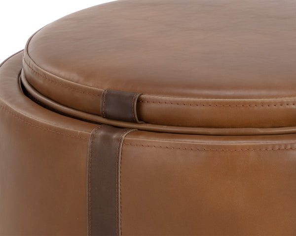 BORELLI STORAGE OTTOMAN - TOBACCO TAN / AUTUMN CHESTNUT