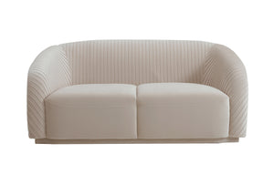 Yara Pleated Beige Velvet Loveseat