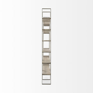 Taunton 80L x 10.5W x 90H Light Brown Wood W/ Gold Metal Frame 6 Tier Shelving Unit