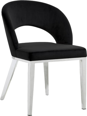 Caroline Dining Chair In Black Velvet and Chrome