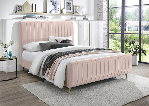 Marcos Full Bed In Pink Velvet