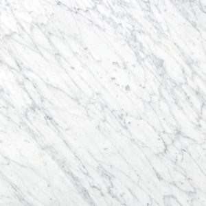 Bellamy Square Coffee Table In White Carrera Marble