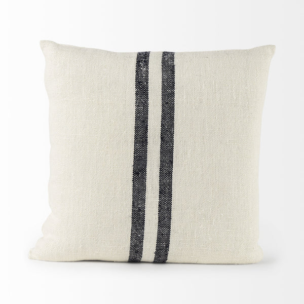 Sandra 18 x 18 Beige With Blue Stripes Decorative Pillow Cover
