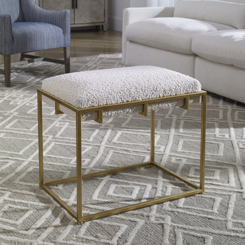 Paradox Small Gold & White Shearling Bench