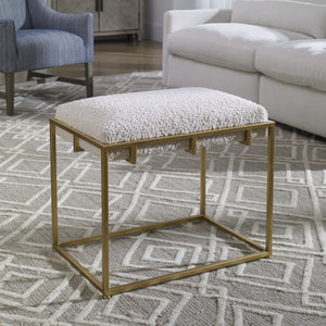 Paradox Small Gold & White Shearling Bench