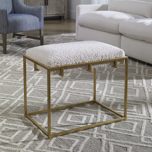 Paradox Small Gold & White Shearling Bench