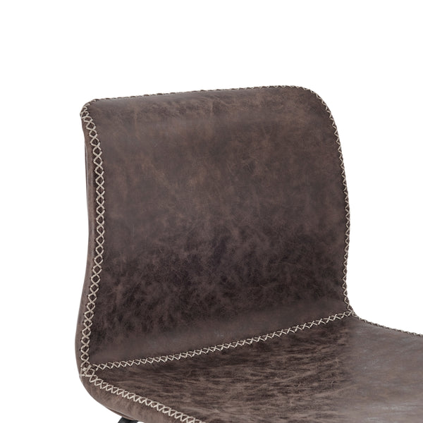 Jayden KD PU Low Back Counter Stool, Vintage Coffee Brown