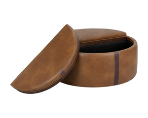 BORELLI WHEELED STORAGE OTTOMAN - TOBACCO TAN / AUTUMN CHESTNUT