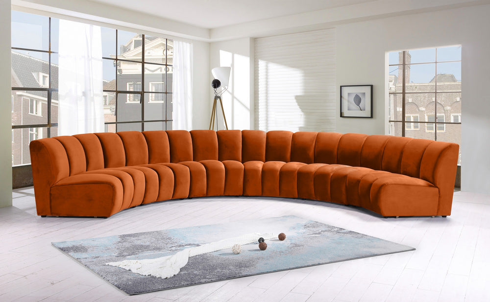 Lynda 6pc. Modular Sectional In Cognac Velvet