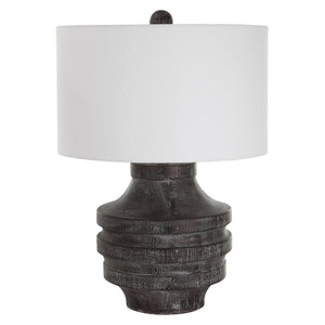 Timber Carved Wood Table Lamp